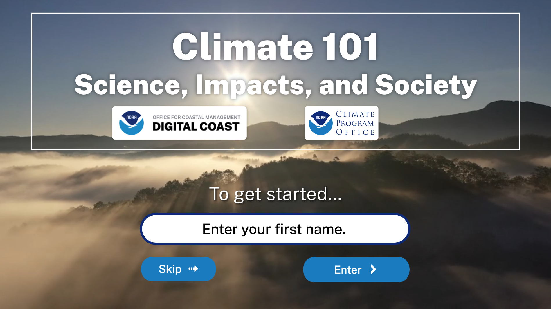 Screenshot of the Climate 101 eLearning Module.