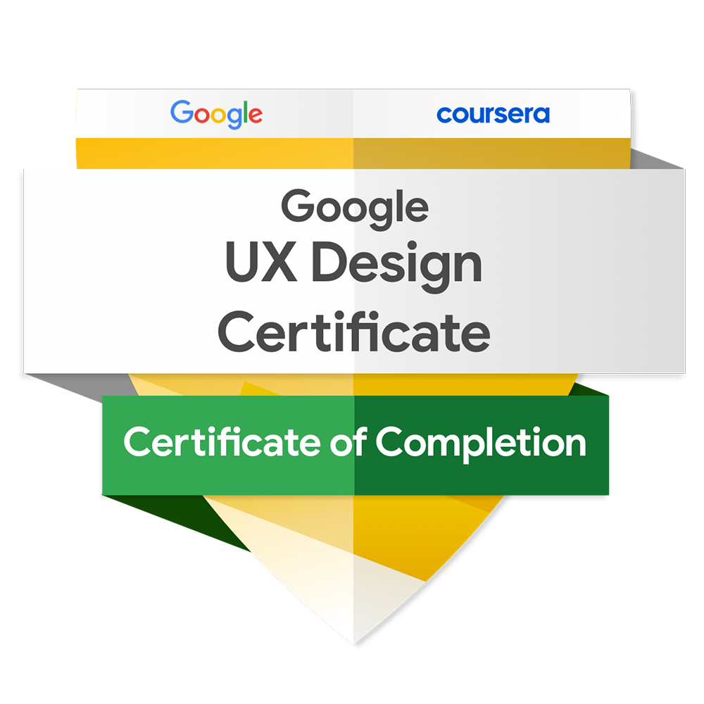 Image of Google UX Design Certificate of Completion.
