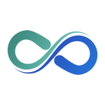 Logo on top of a white circle.